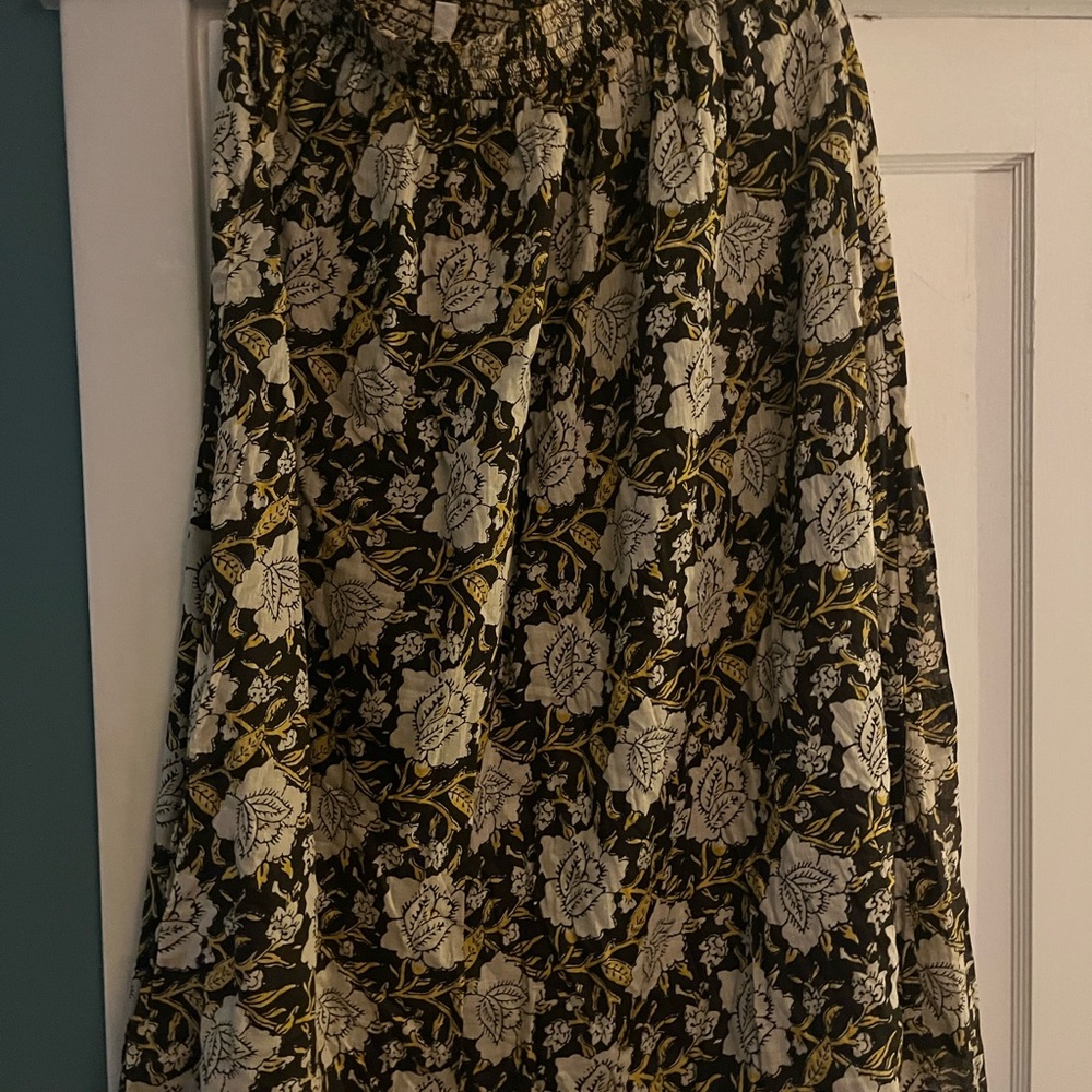 NATURAL LIFE Black and Cream Floral A-Line Skirt